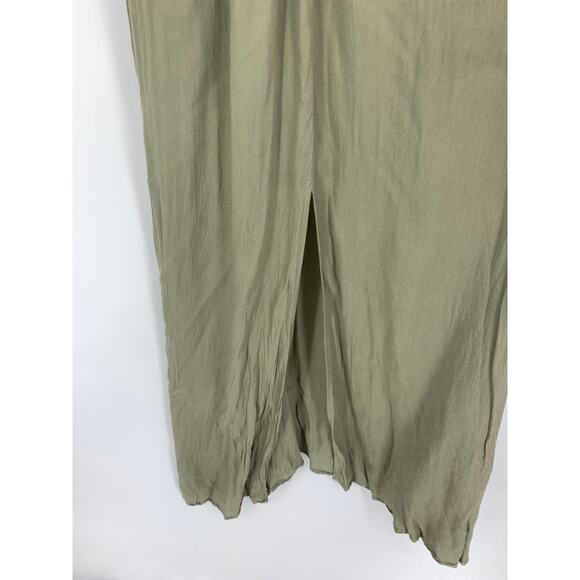 Uma and Leopold Uma Maxi Kaftan Dress Women's Sz Small Light Olive Green V-Neck - Picture 6 of 7